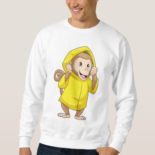 Monkey at Raining with Raincoat Sweatshirt (Front)
