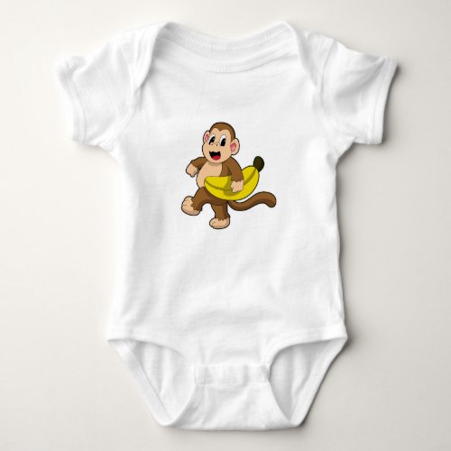 Monkey at Running with Banana Baby Bodysuit