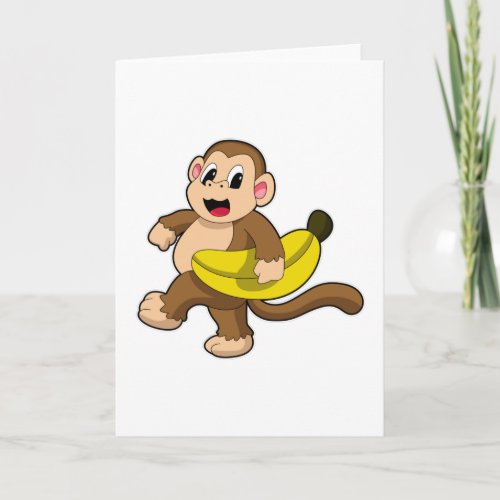 Monkey at Running with Banana Card