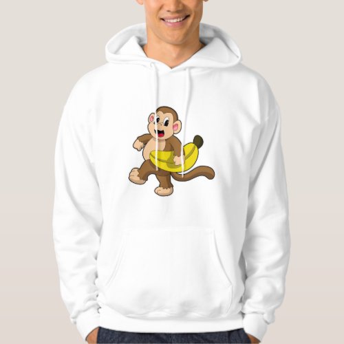 Monkey at Running with Banana Hoodie