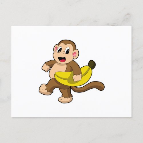 Monkey at Running with Banana Postcard