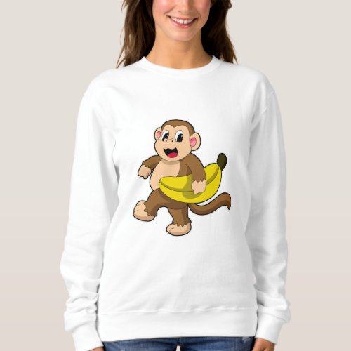 Monkey at Running with Banana Sweatshirt