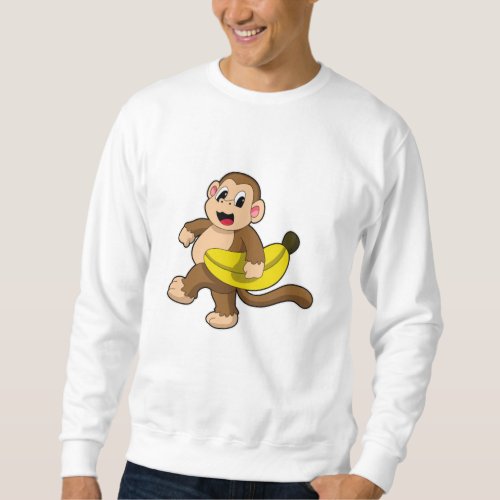 Monkey at Running with Banana Sweatshirt