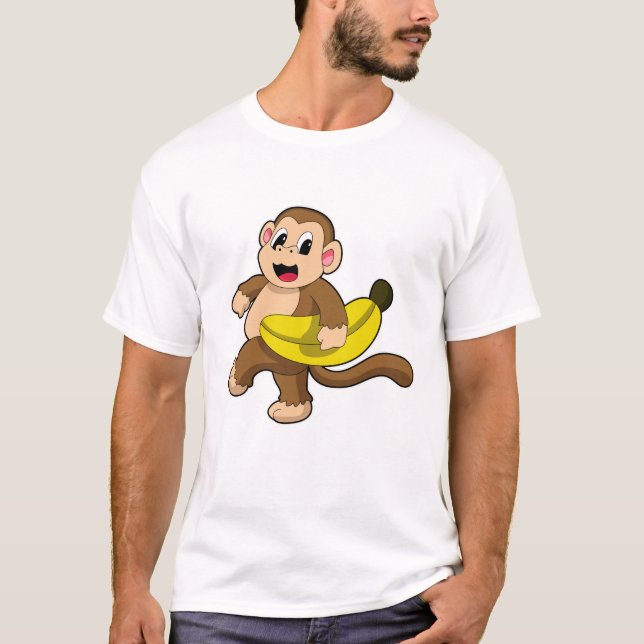 Monkey at Running with Banana T-Shirt (Front)
