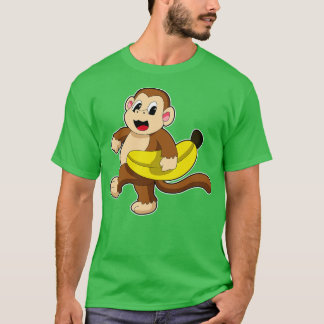 Monkey at Running with Banana T-Shirt
