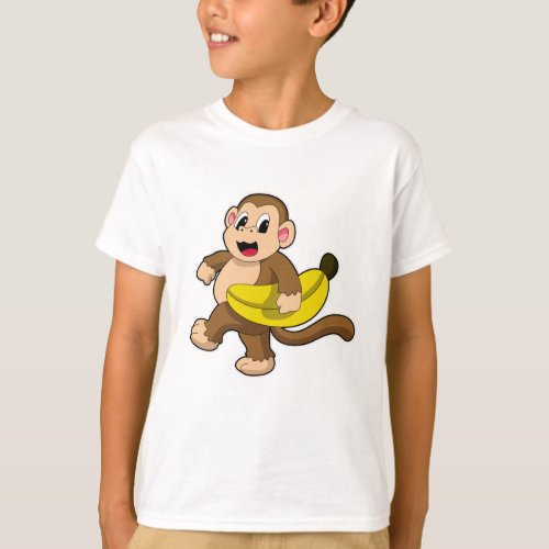 Monkey at Running with Banana T_Shirt