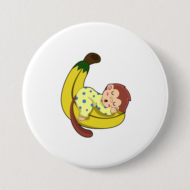 Monkey at Sleeping in Pajamas Button (Front)