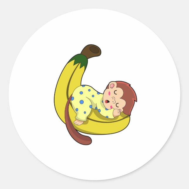 Monkey at Sleeping in Pajamas Classic Round Sticker (Front)
