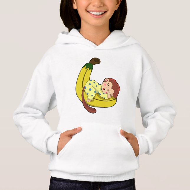 Monkey at Sleeping in Pajamas Hoodie (Front)
