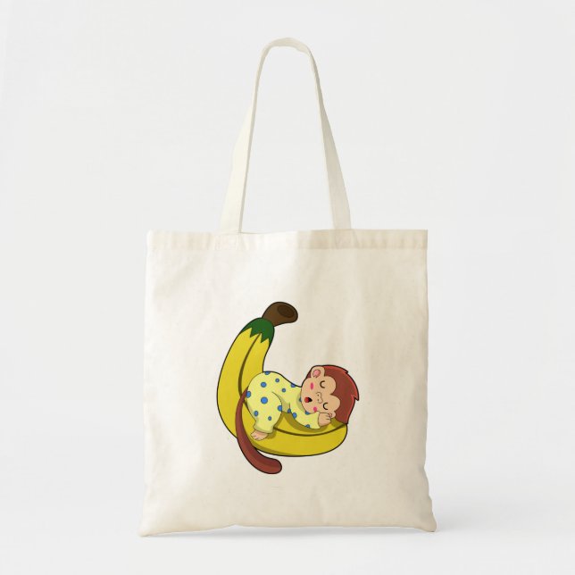 Monkey at Sleeping in Pajamas Tote Bag (Front)
