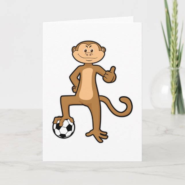 Monkey at Sports with Soccer ball Card (Front)