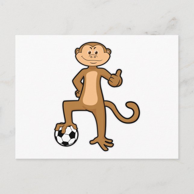 Monkey at Sports with Soccer ball Postcard (Front)