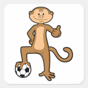 Monkey at Sports with Soccer ball Square Sticker
