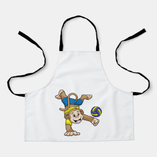 Monkey at Sports with Volleyball Apron