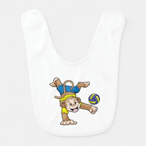 Monkey at Sports with Volleyball Baby Bib