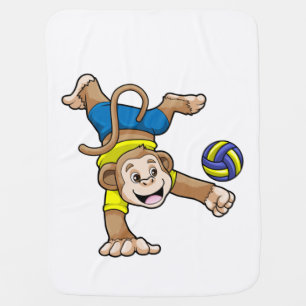 Monkey at Sports with Volleyball Baby Blanket
