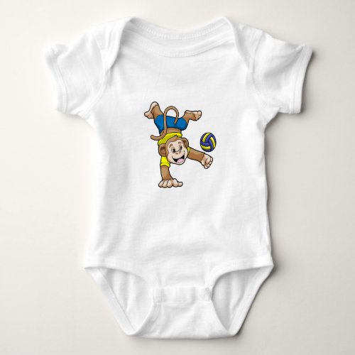 Monkey at Sports with Volleyball Baby Bodysuit