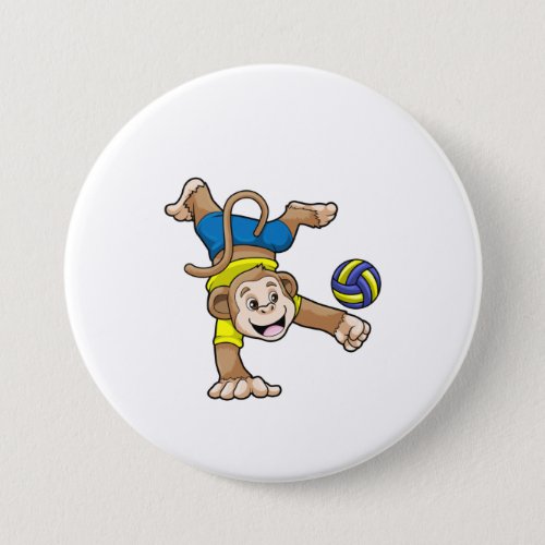 Monkey at Sports with Volleyball Button