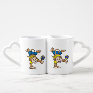 Monkey at Sports with Volleyball Coffee Mug Set