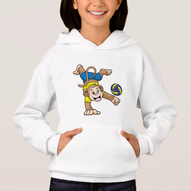 Monkey at Sports with Volleyball Hoodie (Front)