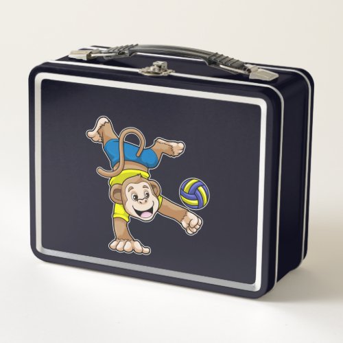 Monkey at Sports with Volleyball Metal Lunch Box