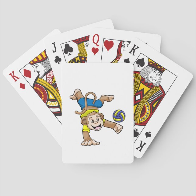 Monkey at Sports with Volleyball Poker Cards (Back)