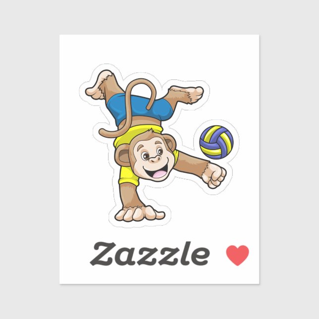 Monkey at Sports with Volleyball Sticker (Sheet)