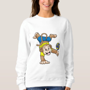 Monkey at Sports with Volleyball Sweatshirt