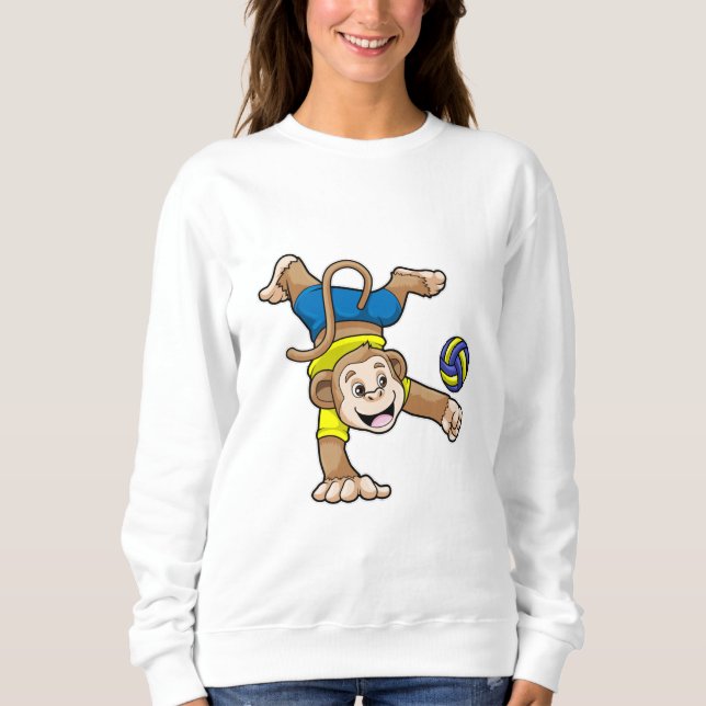 Monkey at Sports with Volleyball Sweatshirt (Front)