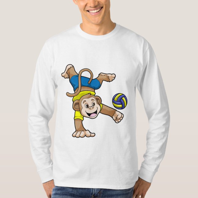 Monkey at Sports with Volleyball T-Shirt (Front)