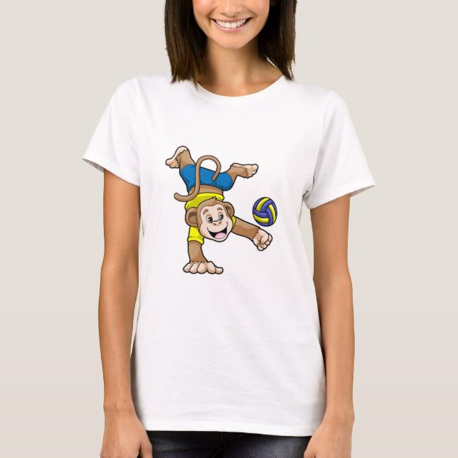 Monkey at Sports with Volleyball T-Shirt (Front)