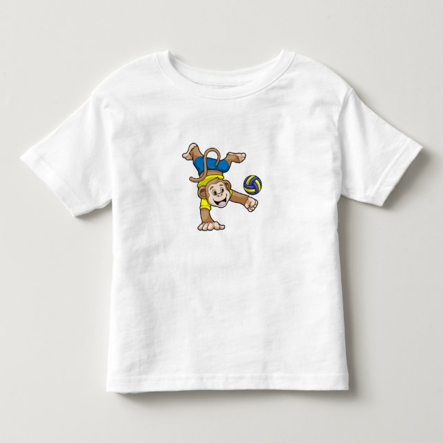 Monkey at Sports with Volleyball Toddler T-shirt (Front)