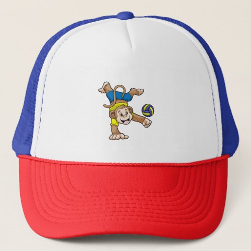 Monkey at Sports with Volleyball Trucker Hat