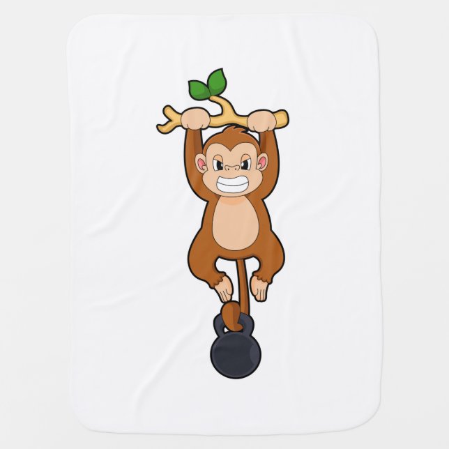 Monkey at Strength training with Dumbbell Baby Blanket (Front)