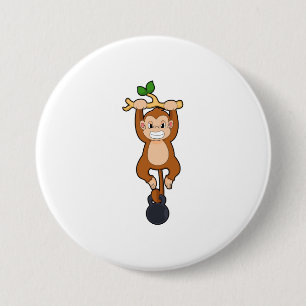 Monkey at Strength training with Dumbbell Button