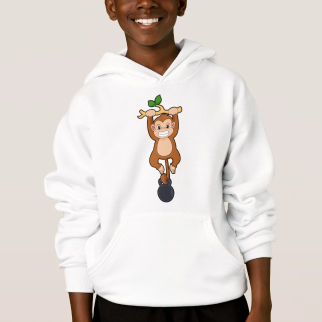 Monkey at Strength training with Dumbbell Hoodie (Front)