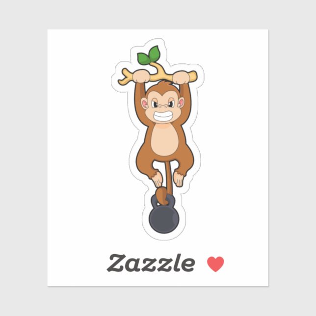 Monkey at Strength training with Dumbbell Sticker (Sheet)