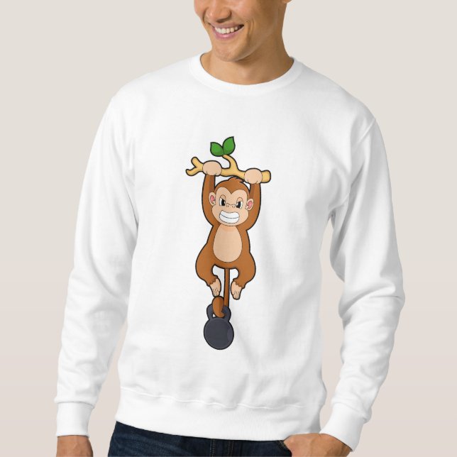 Monkey at Strength training with Dumbbell Sweatshirt (Front)
