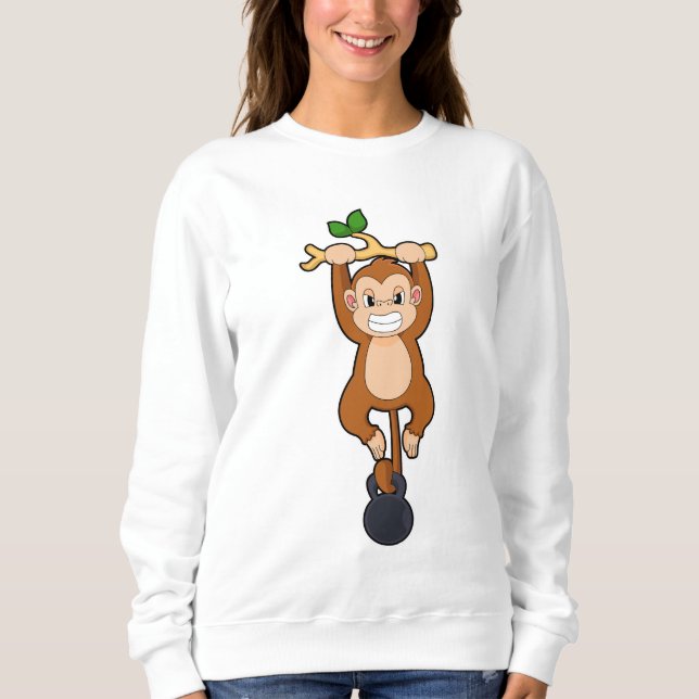 Monkey at Strength training with Dumbbell Sweatshirt (Front)