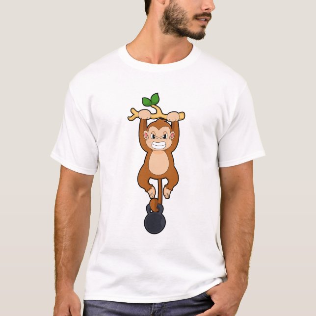 Monkey at Strength training with Dumbbell T-Shirt (Front)