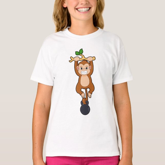Monkey at Strength training with Dumbbell T-Shirt (Front)