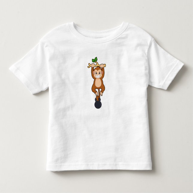 Monkey at Strength training with Dumbbell Toddler T-shirt (Front)