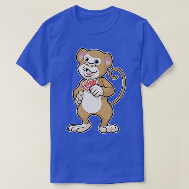 Monkey at with cards 1 T-Shirt (Design Front)