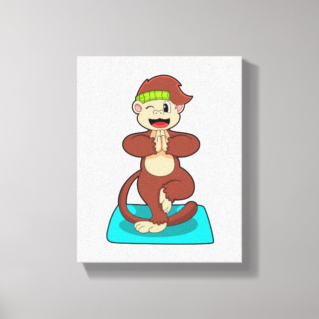 Monkey at Yoga in Standing Canvas Print (Front)
