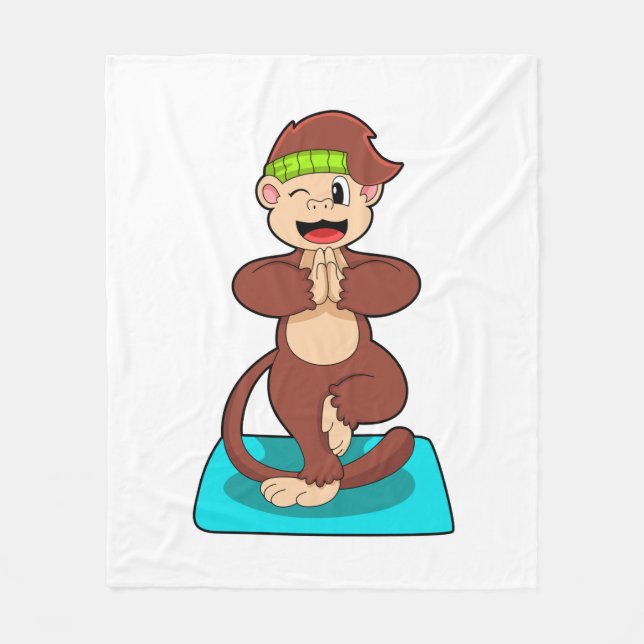 Monkey at Yoga in Standing Fleece Blanket (Front)