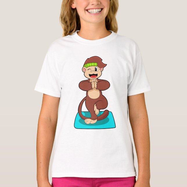 Monkey at Yoga in Standing T-Shirt (Front)