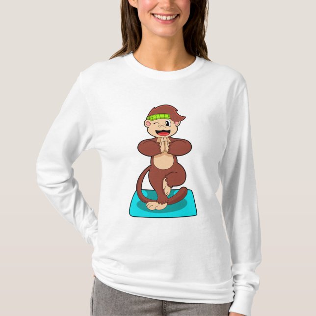 Monkey at Yoga in Standing T-Shirt (Front)
