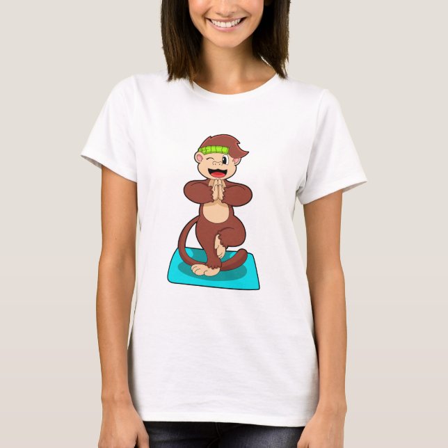 Monkey at Yoga in Standing T-Shirt (Front)
