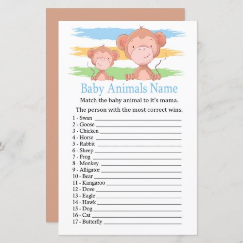 Monkey Baby Animals Name Game
