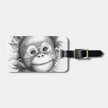 Monkey - Baby Orang Outan 2016 G-121 Luggage Tag by AnimalsBeauty at Zazzle